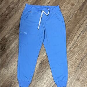 Figs Women's Blue Joggers with White Drawstring